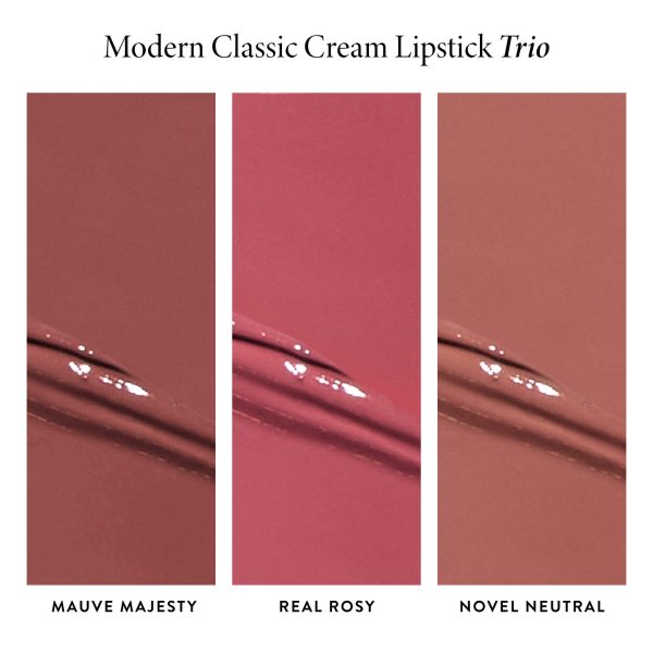 Modern Classic Cream Lipstick Trio (Mauve Majesty, Real Rosy, Novel Neutral) - Image 3